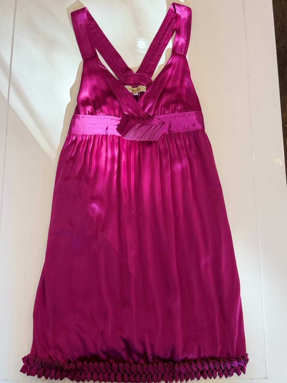Girls' Fuchsia Satin Party Dress